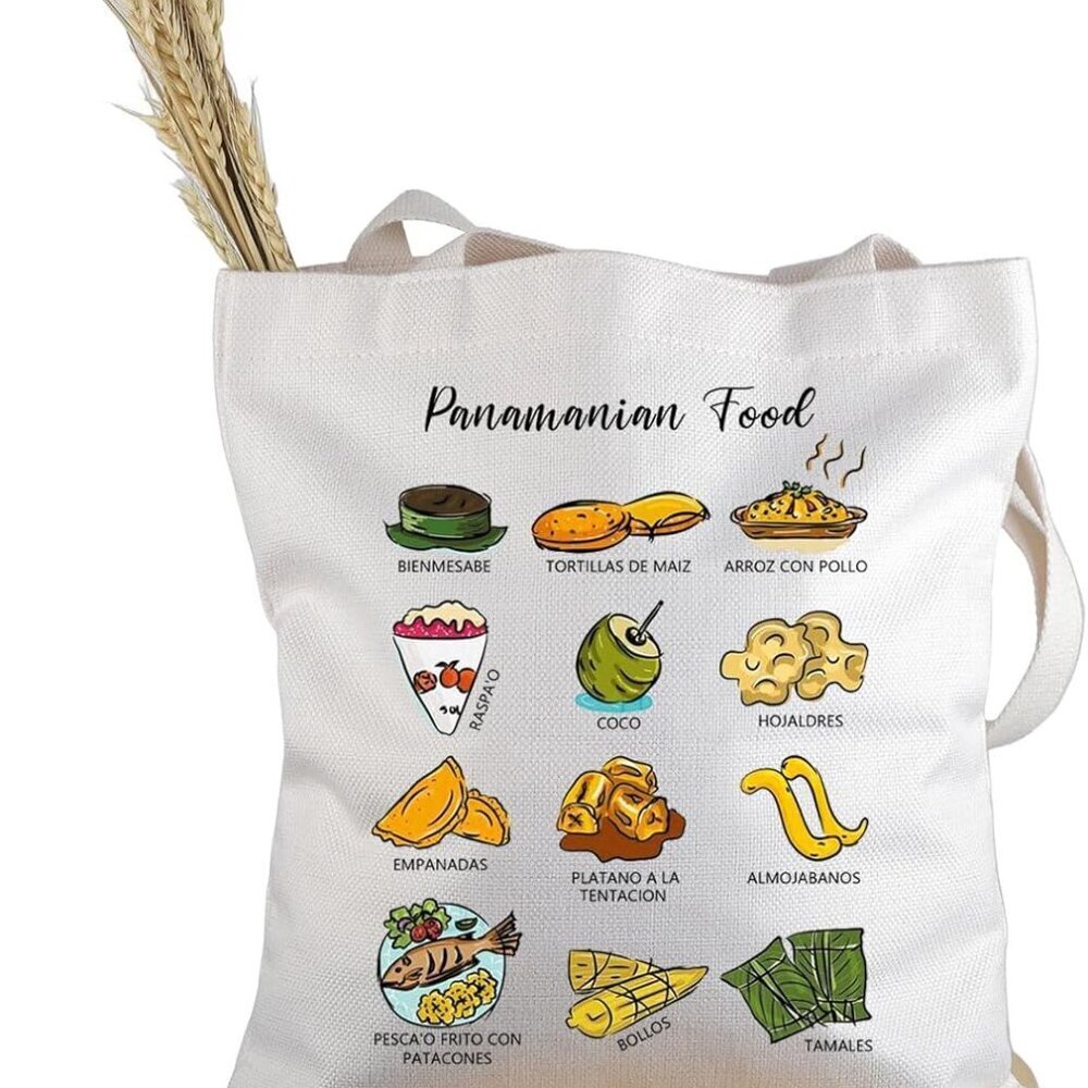 Panamanian Food Tote Bag Canvas Large Travel Grocery Shopping Handbag